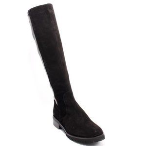 ITALIAN Black Suede Elastic Zip Riding Boots
